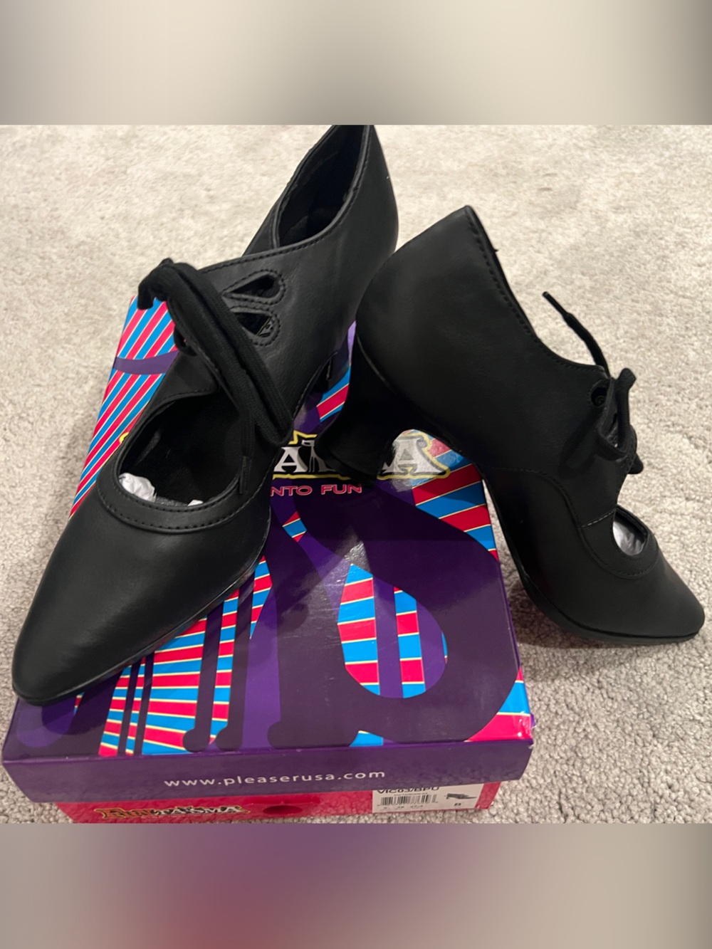 Funtasma Black Lace-Up Pointed Toe Heels